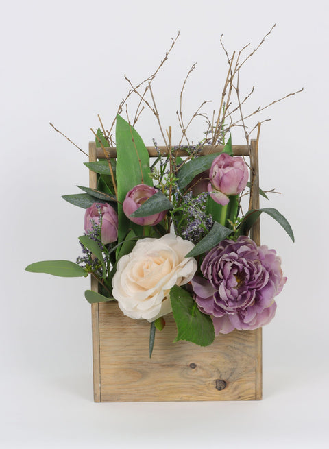 8*8*16 In Wood Tray W/Floral Décor