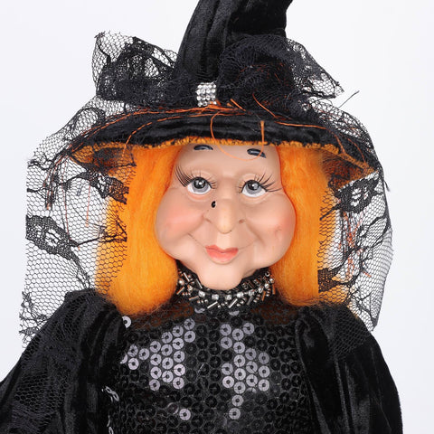 14*6*16'' ORANGE/BLACK STANDING WITCH DÉCOR