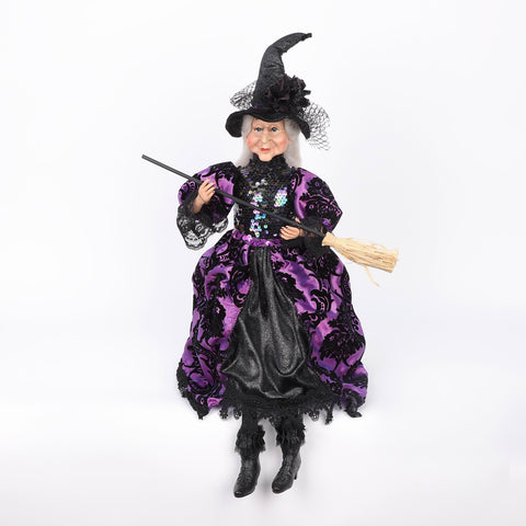 12*6*16'' PURPLE/BLACK STANDING WITCH DÉCOR