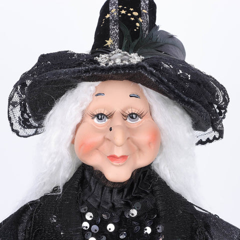 3.5*6*16'' SILVER/BLACK STANDING WITCH DÉCOR