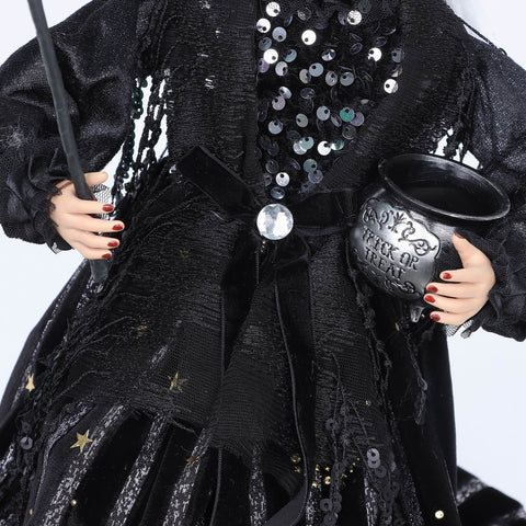 3.5*6*16'' SILVER/BLACK STANDING WITCH DÉCOR