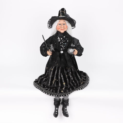 3.5*6*16'' SILVER/BLACK STANDING WITCH DÉCOR