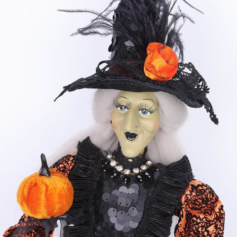 8*6*18'' ORANGE/BLACK STANDING WITCH DÉCOR