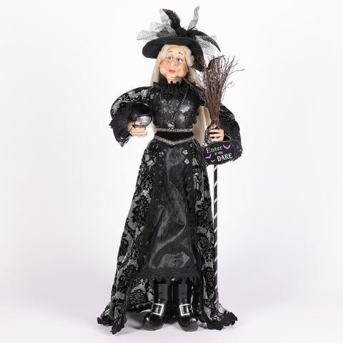 14*9*32'' SILVER/BLACK STANDING WITCH DÉCOR
