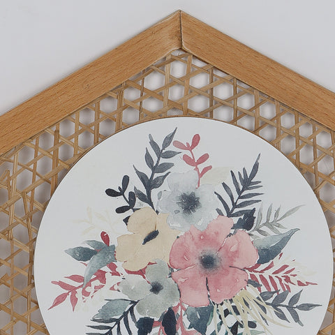 10.25*0.375*12''. Frame With Flowers Wall Décor