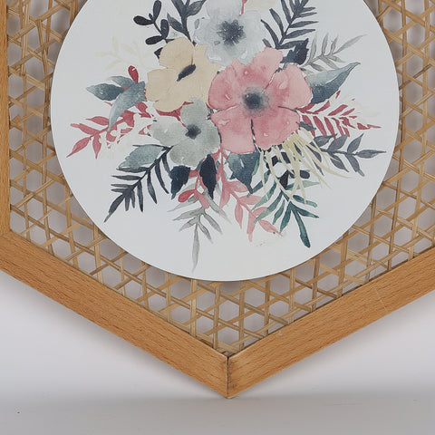 10.25*0.375*12''. Frame With Flowers Wall Décor