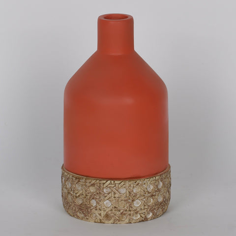 4*7.25‘’Orang-Red Poly Vase Décor
