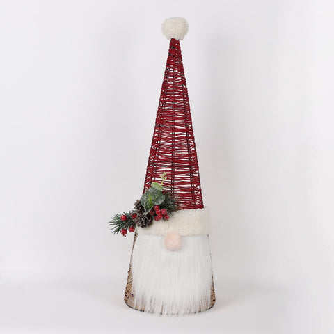 Christmas Gnome Décor with Light - Red Cone Shape for Table or Mantle Christmas Decorations