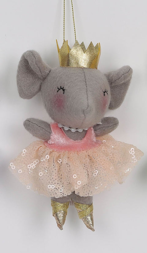 CHRISTMAS 3.5" felt dancing mice orna. - Pink Dress