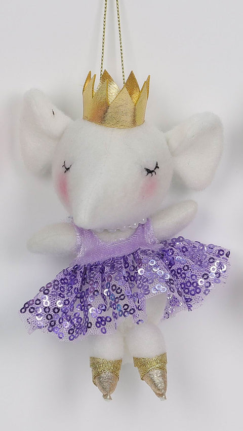 CHRISTMAS 3.5" felt dancing mice orna. - Purple Dress