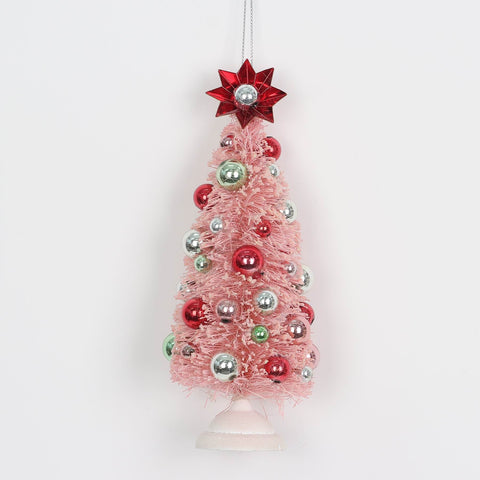 2.5*2.5*6.5IN CHRISTMAS TREE ORNAMENT - PINK