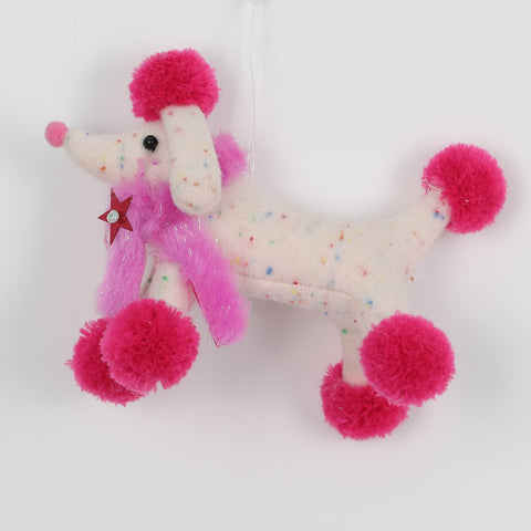 CHRISTMAS 6*3*4.5in PINK DOG ORNAMENT