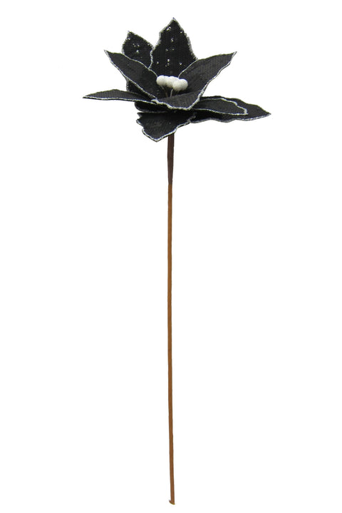 11 X 11 X 25"H Fabric Black Poinsettia Pick