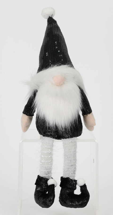 5.5 X 3 X12" Black /White Fabric Gnome
