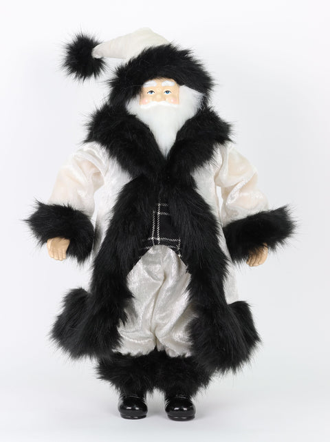 16"H Black/ White Fabric Santa