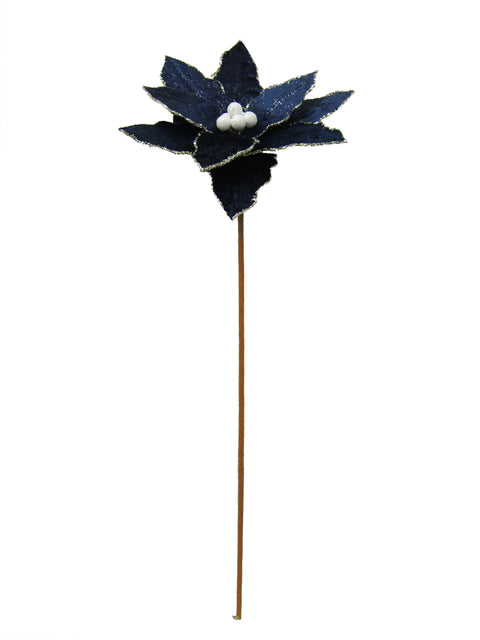11 X 11 X 26"H Fabric Navy Poinsettia Pick