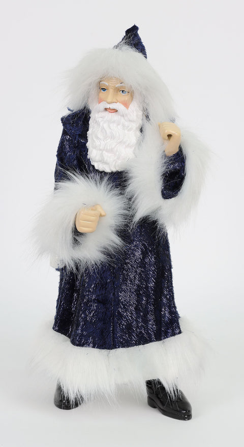 13 Inch Blue/White Polyresin Santa Claus