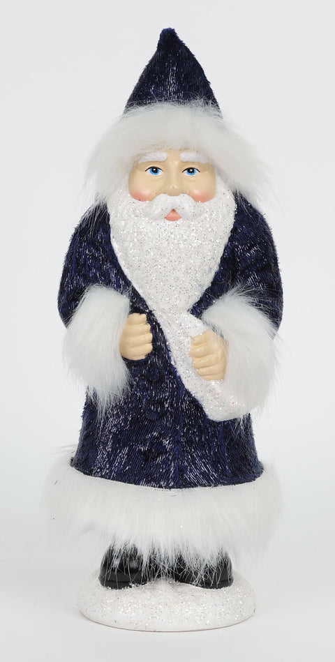 Père Noël en polyrésine bleu/blanc de 12 pouces