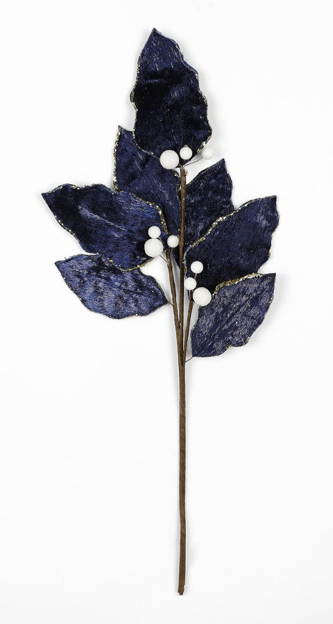 12 X 2 X 22"H Fabric Navy Sequin Leaves Pick