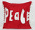 14"X14" Red/White Christmas Pillow W/ "Peace" Pattern