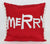 14"X14" Red/White Christmas Pillow W/ "Merry" Pattern