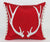 14"X14" Red/White Christmas Pillow With Antlers Pattern