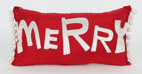 17 X 5 X 9"H Fabric "Merry" Pillow