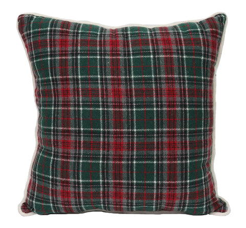 16 X 6 X 16"H Fabric Green Red Plaid Pillow