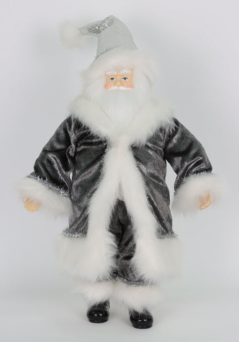 16"H Fabric Santa With Gray Dress