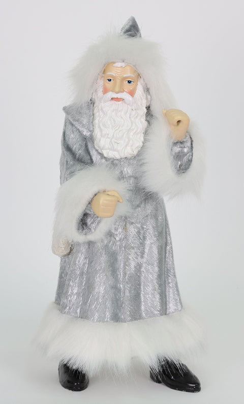 Silver And White Santa Claus Figure 13"H