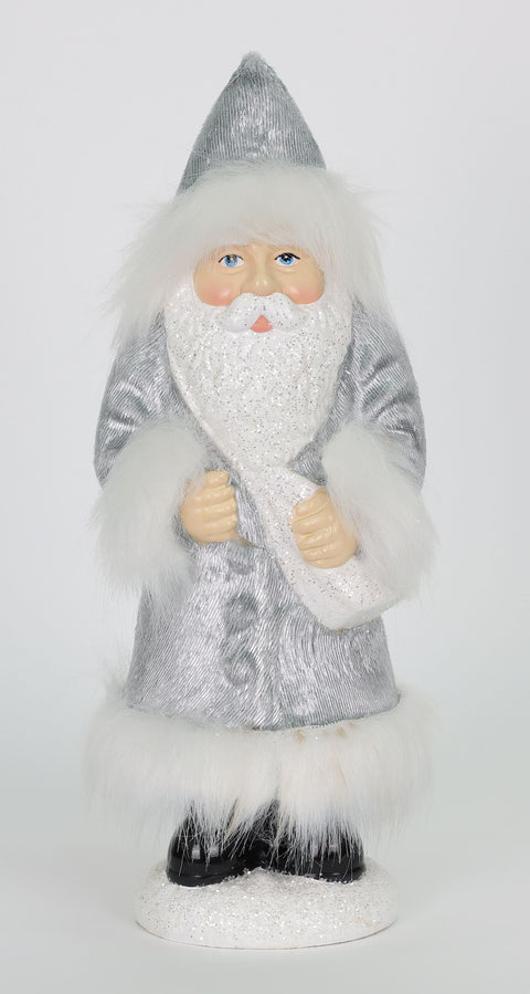 Silver & White Santa Claus 12"H