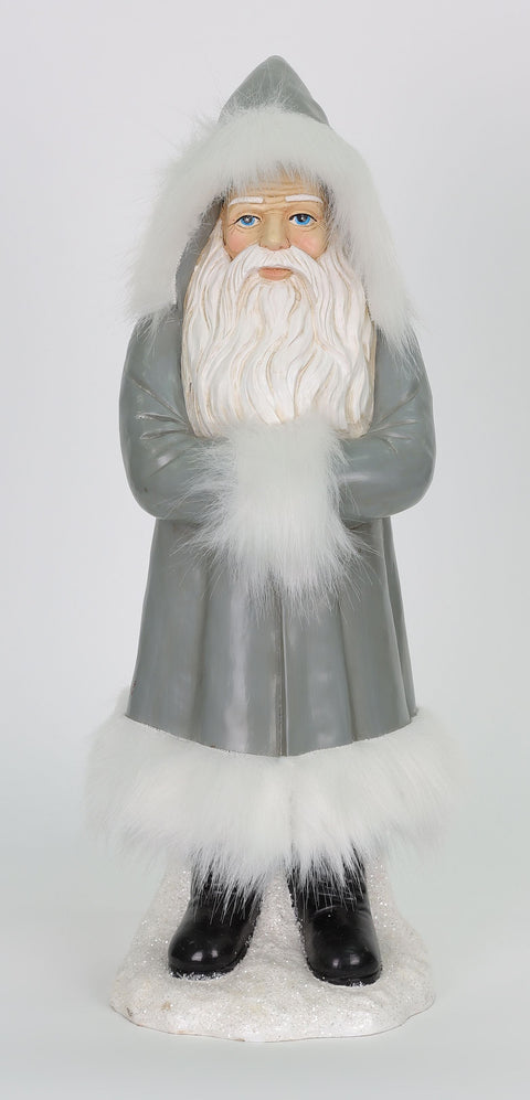 Figurine de 16 po en argent et blanc du Père Noël