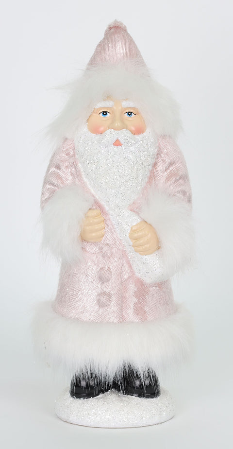 12 Inch Pink/White Polyresin Santa Claus