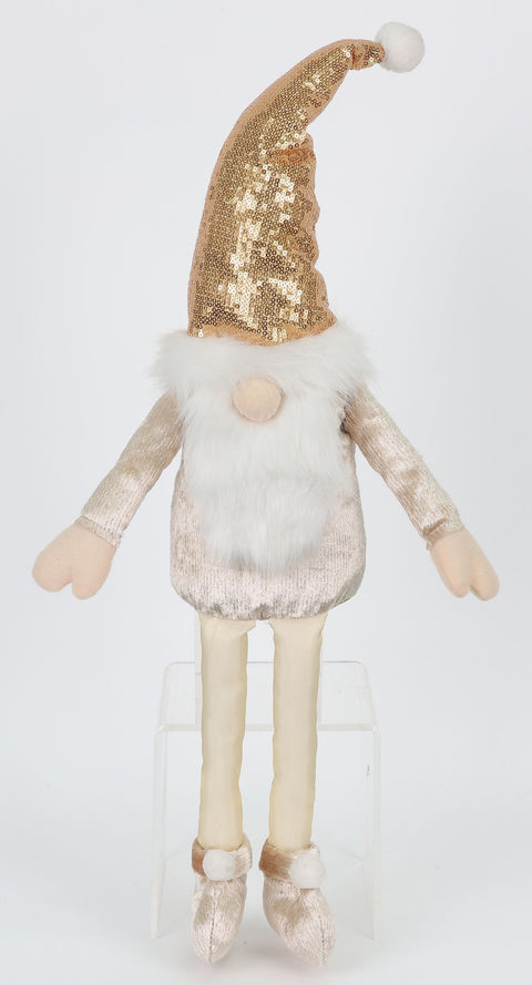 6 X 3 X 12" Fabric Gnome With Copper Sequin Hat