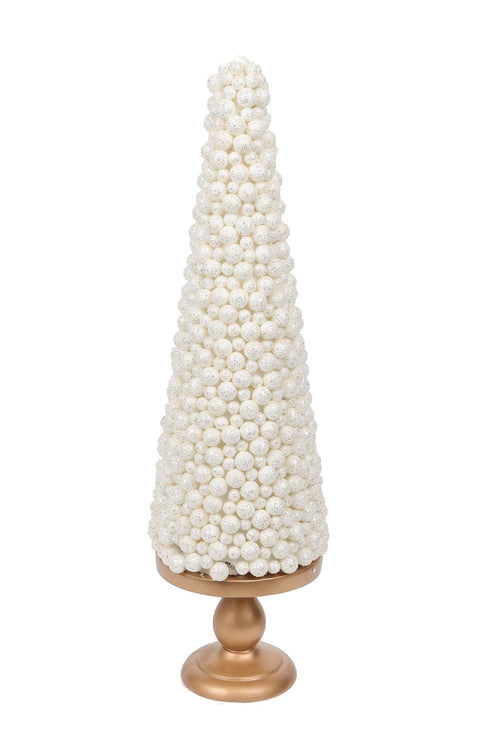 6 X 6 X 21"H White Berries With Resin Bottom Tree Table Decor