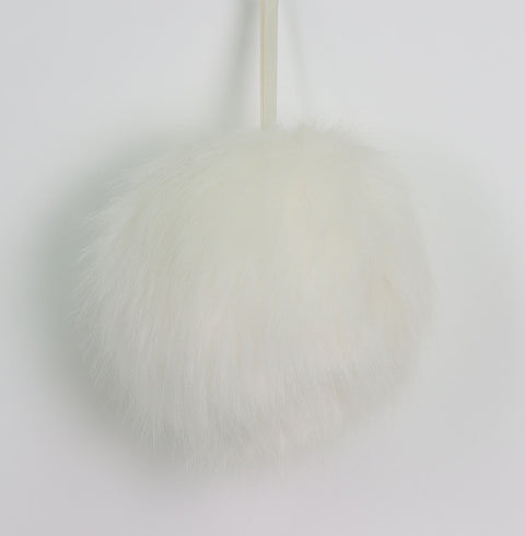 4 X 4 X 4"H White Fur Ball Ornament