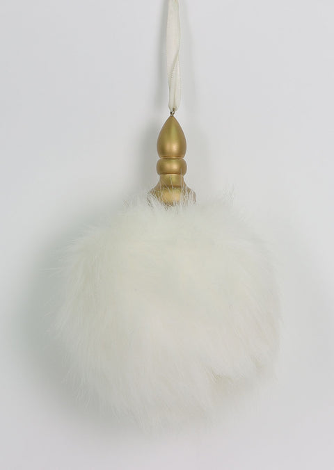 4 X 7 "H White Fur Ball Ornament