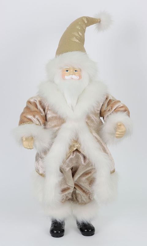 16"H Fabric Santa With Gold Dress