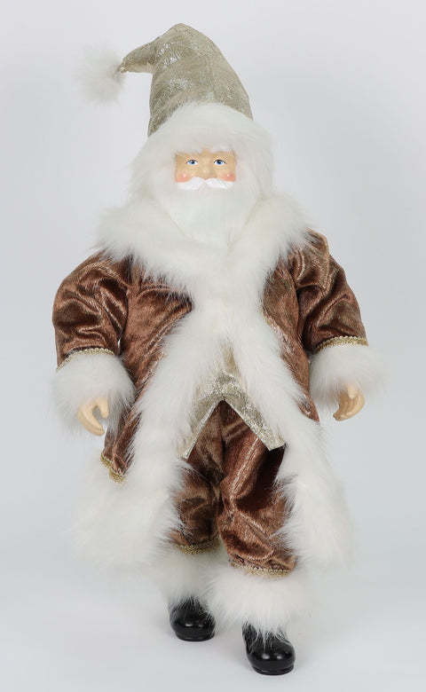 16"H Fabric Santa With Brown Dress