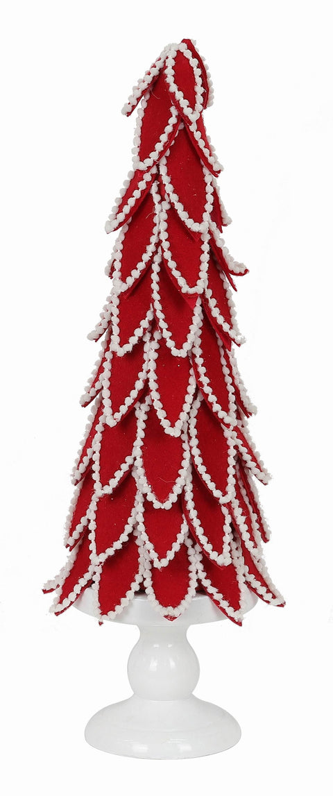 5 X 5 X 17.5"H  Red/White Fabric Leaves Tree Table Decor