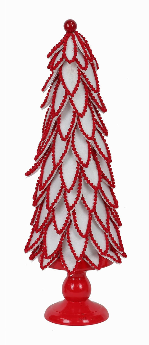 5 X 5 X 18"H  Red/White Fabric Leaves Tree Table Decor