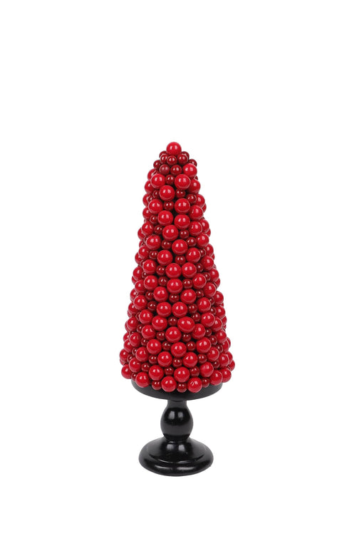 4.5 X 4.5 X 12.5"H Red Berries Tree Table Decor