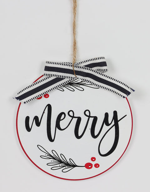 5"H Wooden "Merry" Wall Sign Ornament