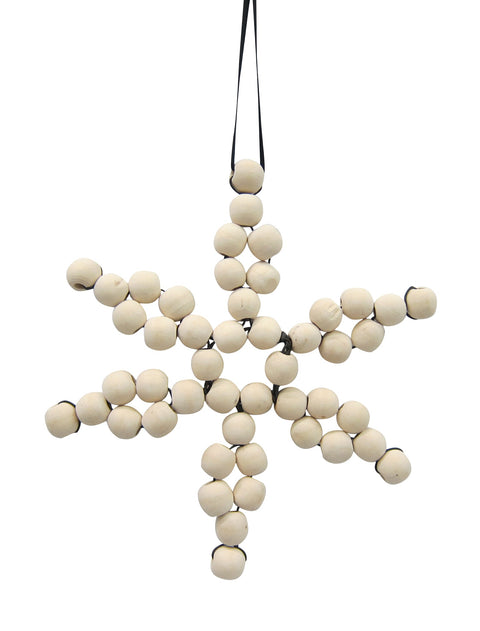 6 X 0.5 X 6.5"H Wooden Beads Snowflake Ornament