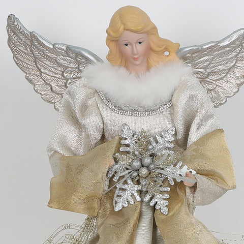 CHRISTMAS 10.75*6*18‘’ Silver/Gold Coat Angel