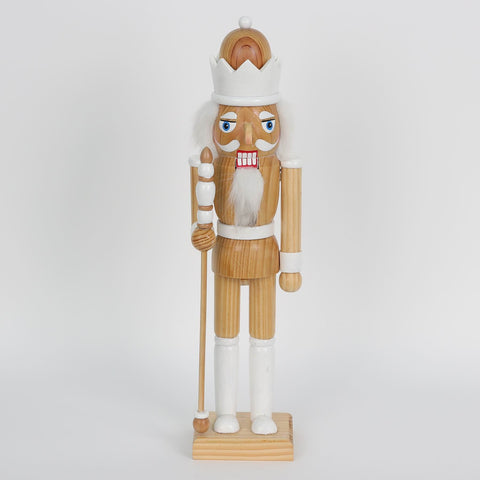 Christmas Nutcracker with Wooden Look & White Detailing – Table Top Décor