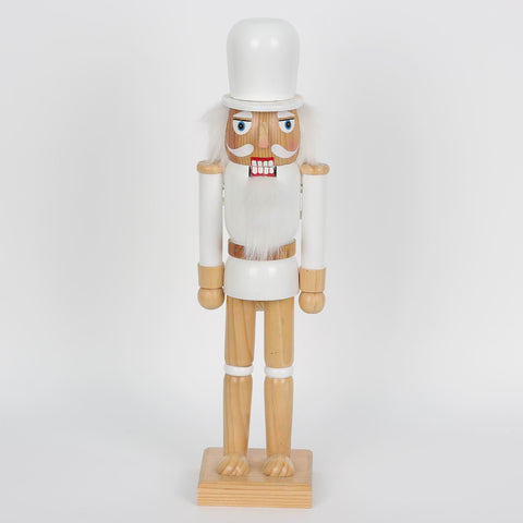 Christmas Nutcracker with Wooden Look & White Detailing – Table Top Décor