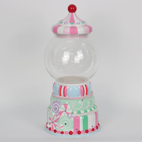 Christmas Resin Gumball Machine Tabletop Décor with LED Light - Candyland Theme in Pastel Colors