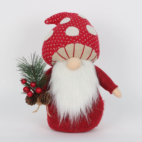 Christmas Plush Gnome Décor with Pinecone and Berries - Table Top and Gift Ideas