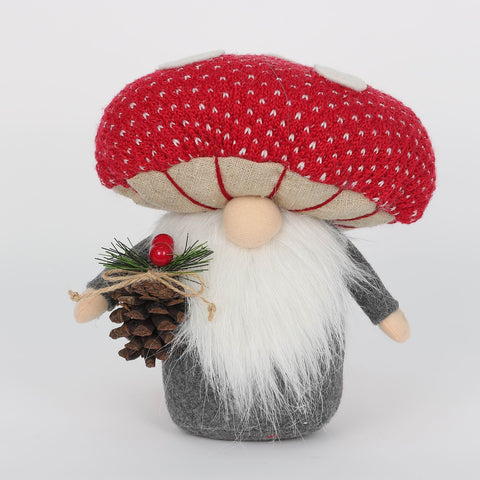 Christmas Plush Gnome Tabletop Décor with Pinecone and Mushroom Cap - Gift Ideas